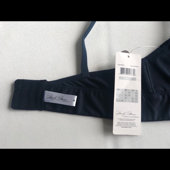 NWT MARILYN MONROE wire-free navy lace Bralette S - Picture 5 of 9